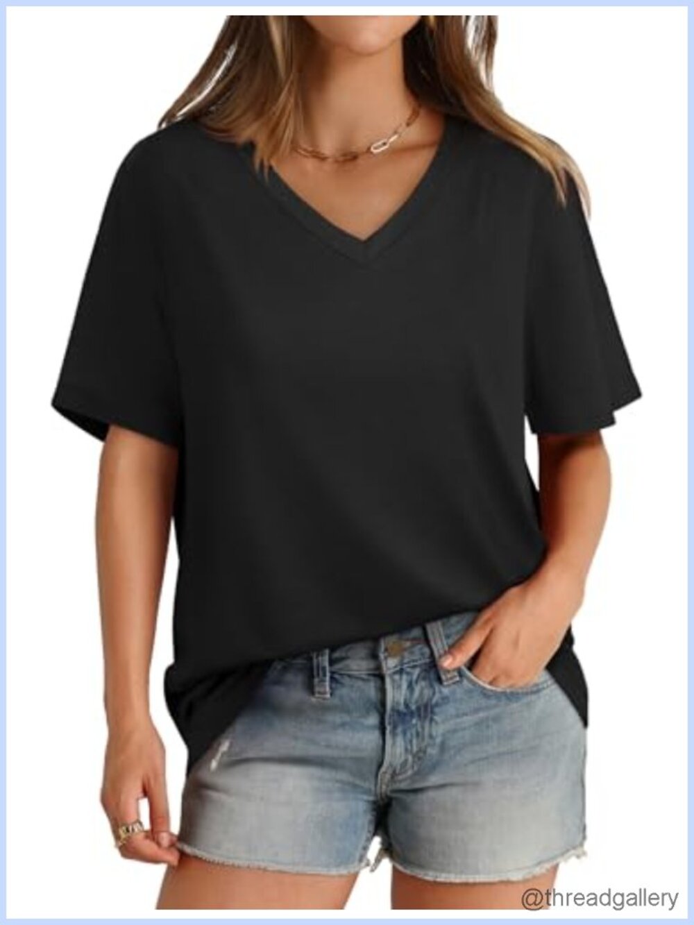 Womens V Neck Short Sleeve T Shirt Casual Loose Summer Tee